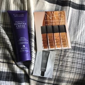 blowout cream, skin equalizer and foundation